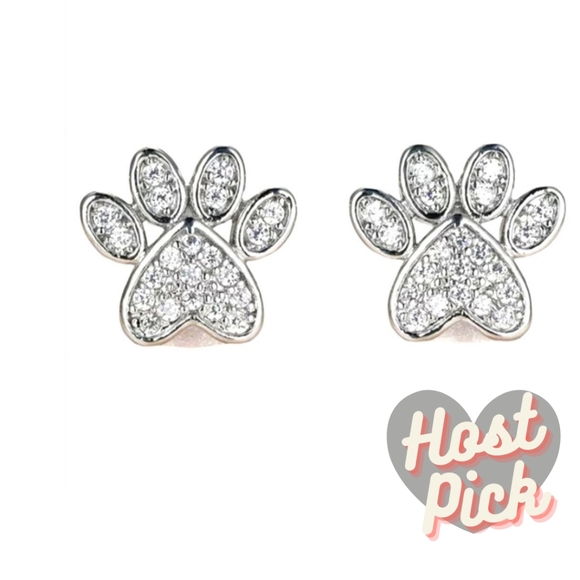 None Jewelry - Paw Heart 14k Sparkling Earrings